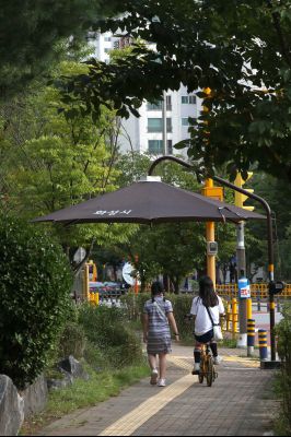 노작로 및 솔빛마을 사거리 사거리,동탄2동 행정복지센터 앞 정류장, 그늘막, H16 동탄순환버스 운행현황 A-74.JPG