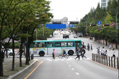 노작로 및 솔빛마을 사거리 사거리,동탄2동 행정복지센터 앞 정류장, 그늘막, H16 동탄순환버스 운행현황 A-96.JPG